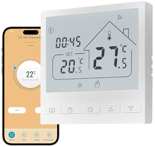 Thermostat Connecté WiFi pour Chaudière/Chauffage au Sol à Eau - Intelligent Mural Compatible avec Alexa et Google Home - Commande Vocale et Contrôle à Distance