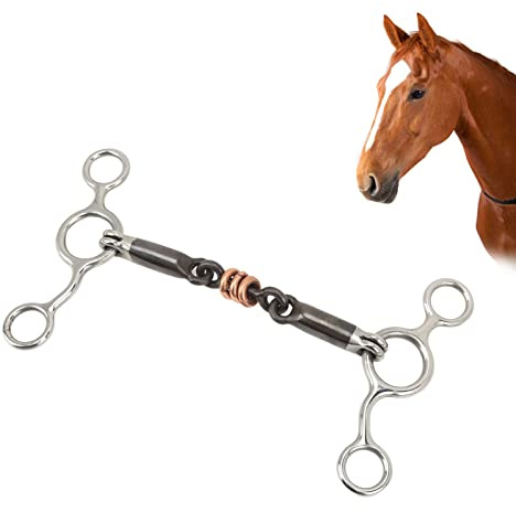 Topyond Mors Cheval,Mors De Filet en Acier Inoxydable Et Laiton, Embout De 145 Mm, Équipement D'entraînement Efficace pour Chevaux, Contrôle Précis Et Communication, pour L'Équitation Western