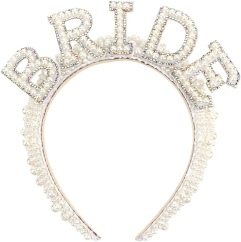 Perlen Haarreif für Bride, Junggesellenabschied Frauen, Bride to Be Haarschmuck, Kopfschmuck, Stirnband, Brautdekorationen für Hochzeiten, Freundinnenparty (A1)