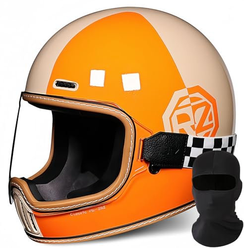 Vintage-Integral-Motorradhelm, DOT/ECE-Geprüft, Moto-Scooter, Retro-Klassiker, Crash-Racing, Rallye-Touring-Motorradhelm, Integralhelme Für Roller P,M55-56CM