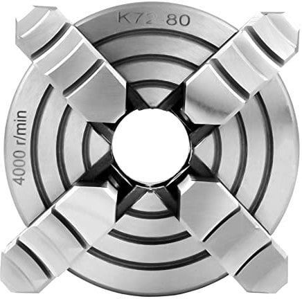 Accessori per Tornio per Tornio in Metallo con Ganasce Indipendenti e Reversibili a 4 Griffe K72-80 da 3 Pollici, Diametro del Mandrino da 80 Mm, Ganasce Regolabili