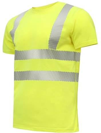 Högert Technik - JURAL II Warnschutz Polycotton-T-Shirt gelb M (50) | Warnweste Reflektierend Warnweste Atmungsaktiv Leicht Kurzarmshirt Kurzarm Arbeitskleidung Sichtbarkeit Hemden