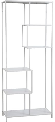 SVITA KELA Metallregal 6 Ebenen Küchenregal Badregal schmal stehend Industrial Style Wohnzimmer Schlafzimmer Weiß