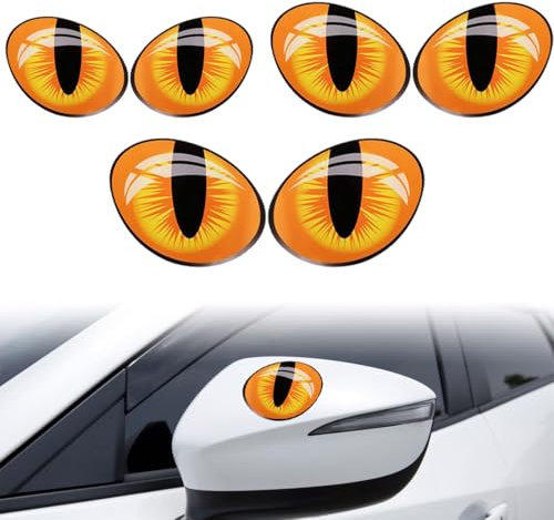 Adesivo 3D per Auto con Occhi di Gatto - 3 Paia, Impermeabile, in PVC - Per Paraurti, Casco da Moto e Maggior Parte delle Auto