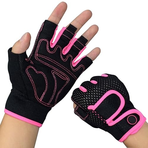 Nesirooh Fitness Handschuhe Herren Damen, Trainingshandschuhe für Gym, Krafttraining, Gewichtheben, Rudern, Radfahren (rosa, M)