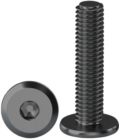 Drenky 10 Pièces Vis à Tête Plate Avec Six Pans Creux Noir M8 X 25 mm Boulons à Tête Plate Hexagonale en Acier Inoxydable A2 V2A Vis à Tête Cylindrique Hexagonale à Bride Boulons Allen