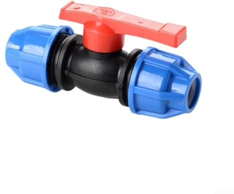 Absperrhahnventil, 20 mm, 25 mm, 32 mm, für PE-Kugelhahn, Wasserleitung, Kompressionspassung, Werthahn, schwarz + blau (20 mm)