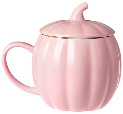 leryveo Taza Calabaza | Taza Otoñal Con Tapa | Taza de Viaje de Cerámica Con Forma de Calabazas Para Café, Leche Y Té | Lindas Tazas de Calabaza de Halloween Para Regalo Navideño