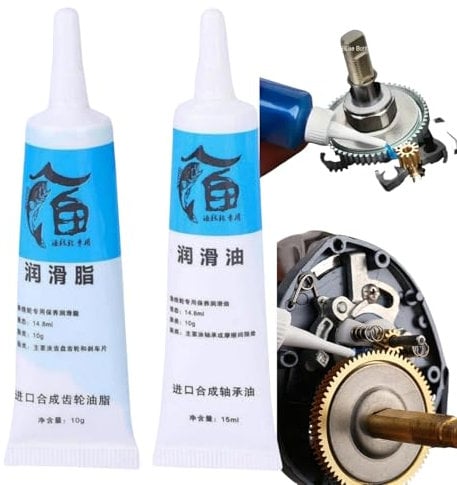 2PCS Fishing Reel Oil Tool Set,Reel Bearing Oil Cleaner,Fishing Reel Grease and Oil Kit,Fishing Reel Lubricant Oil,Lubricating Oil Grease Set,Bearing Maintenance Fishing Wheel Repair Tool Set
