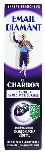 Email Diamant Le Charbon Whitening Daily Toothpaste Original Cosmetic Activated Charcoal - 75ml Large Size - Black - 1 Tube
