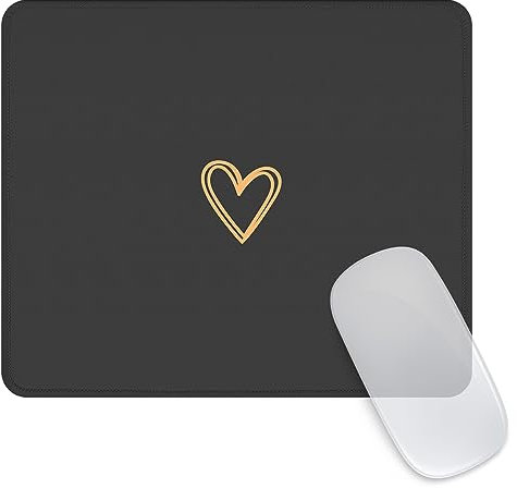 Ksriylm Mauspad,Quadratisches Schwarz süße Herzform Mouse Pad,FüR BüRo Und Zuhause,Mousepad Mit Motiv,Wasserdichtes Mousepad rutschfeste Gummiunterseite Computer-Mauspads FüR Kabellose Maus