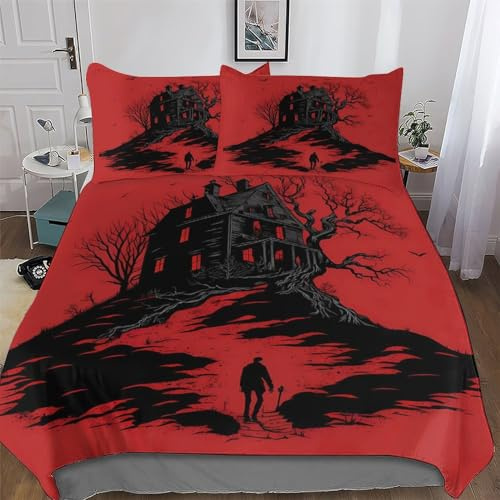 AAPZY Horror-Kunst 3D Bettwäsche Set Bettbezug Bettbezüge Für Mädchen Jungen 2 Stück Mit Kissenbezug Weiche Mikrofaser Angenehme Bettdeckenbezug Bettgarnitur, Single (135x200cm)