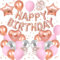 Rose Gold Birthday Decorations for Women Girls,Rose Gold Pink Silver balloons Happy Birthday Balloons Banner Confetti Balloons for Princess Theme Birthday Baby Shower Party Decorations