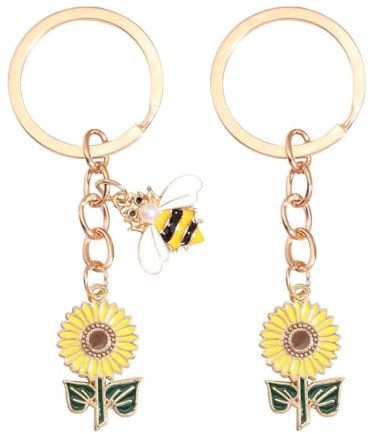 Porte-Clés Tournesol 2 Pièces Créatifs - Pendentifs Fleurs pour Femmes et Décoration de Sac