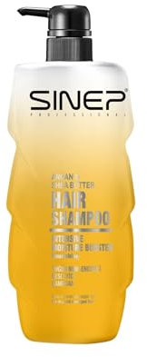 Sinep Professional Argan & Sheabutter Shampoo, 1000 ml, Feuchtigkeitsspendend, Nährend, Für Trockenes Haar, Rosenduft