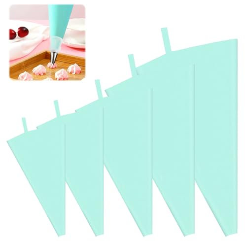 5 Piezas Manga Pastelera Profesional, 45/40/35/30/25 cm Silicone Piping Bags, Manga Pastelera Reutilizable Grande, Seguro Inodoro Mangas Pasteleras de Silicona, Piping Bag para Hornear Pasteles