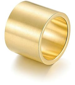 Wycian Verlobungsring Queen, Ring Gold Zierlich Edelstahl Größe 65 (20.7) 18 mm Breit, Mattes Finish Personalisiert für Mutter Abschluss
