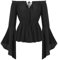 SCARLET DARKNESS 2025 Plus Size Medieval Tops Black Pirate Peasant Blouse Off Shoulder Long Sleeve Tops for Women UK XXL