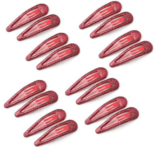 EUZUXU 16 Stück Haarspangen Mädchen, Bunte Glitzer Pailletten Haarspangen, Haarclips Snap in Bonbonfarbe für Mädchen, Kinder und Damen - Rot *16