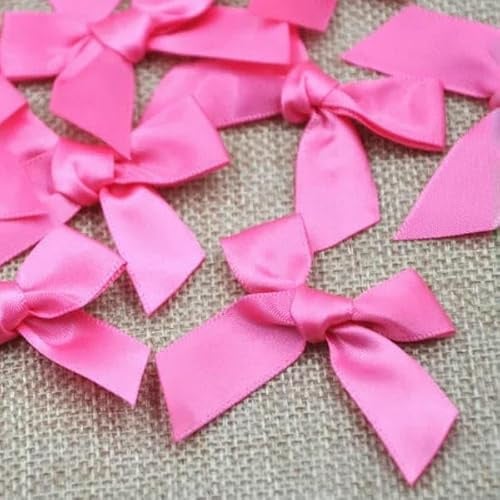 Lot de 60 petits nœuds décoratifs en ruban de satin rose, pour travaux manuels, mariage, anniversaire, fête, A030-Fushia-50 mm