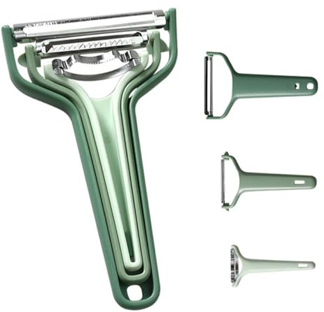 Ruayia 3 in 1 Sparschäler Schäler, Edelstahl Gemüseschäler Julienneschneider spiralschneider, kartoffelschäler Karotten Schneider peeler tupper zucchini Spaghetti - Grün