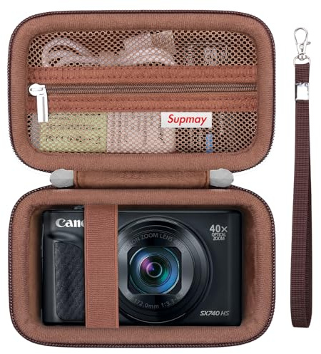 Supmay Hard Carrying Case for Canon PowerShot SX740 HS/ SX730 HS/ SX720 HS/ SX620 HS/ G7 X Mark III/ G7 X Mark II Digital Camera, Storage Holder Travel Bag with Mesh Pocket for Battery, Dark Brown