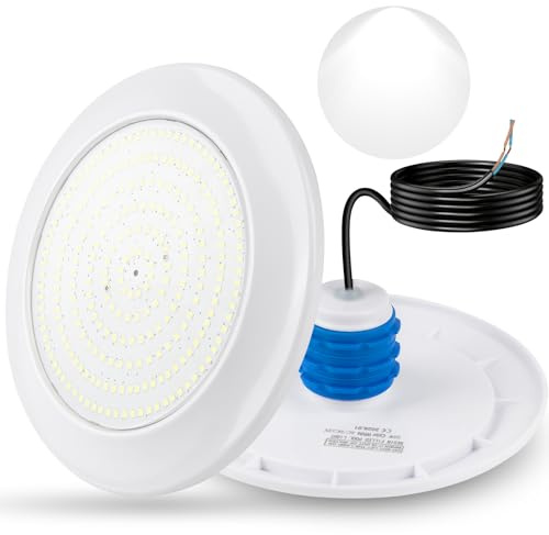 COOLWEST Proiettore Piscina LED con Filettatura 1 1/2, 25W Luci Piscina Bianco Freddo, Ø180mm, 12V AC/DC IP68 Impermeabile Luce per Piscinas Cemento Gradini, 6000K