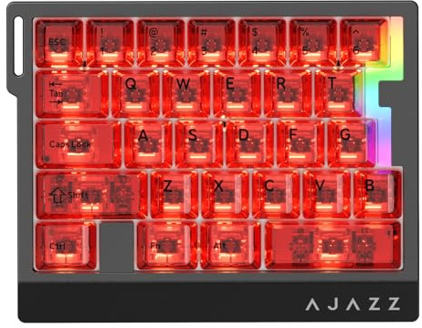 AJAZZ AK029 - Teclado mecánico con cable, 29 teclas, mini teclado para juegos con teclas transparentes, RGB South-Facing Lighting, antighosting, almohadilla de aislamiento de sonido de cinco capas