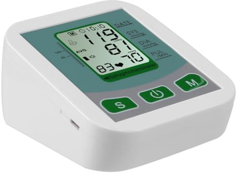 Elektronisches 99 Display LCD Oberarm Blutdruckmessgerät | ABS Gehäuse, Betrieb mit 4 Aaa Batterien, 1 Stück, Weiß, Einfach zu Bedienen, 0,01 W