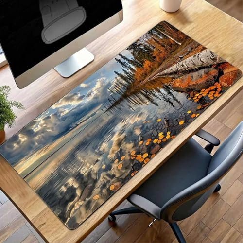 Tappetino per Mouse XXL 1200x600x3mm Tappetino Mouse Gaming Grande, Mousepad con Base in Gomma Antiscivolo, Tappeto per Tavolo da Gaming Mause e Tastiera, Accessori PC Paesaggio Giallo PjY6372 A-Y