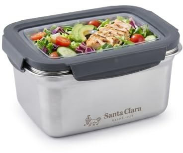 INDE SANTA CLARA | Fiambrera de Acero Inoxidable 2.6L Hermética para Microondas, Tapa Plástica con 4 Cierres, Apta para Horno, Tupper Acero Inoxidable, Lunch Box, Termo Comida Caliente