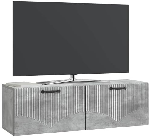 vidaXL Wandmontierter TV-Schrank Betongrau 98 x 31 x 30 cm, Moderner Wohnbereich, Rechteckiger Wandschrank, Viel Stauraum, Schlichtes Design für die Haushaltsorganisation