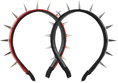 MOBUTOFU 2 Stück pack Punk Nieten Haarreifen aus Zinklegierung und Pu Modische Barock Stirnbänder für Halloween und Festliche Anlässe Dekorativ und Vielseitig Kombinierbar