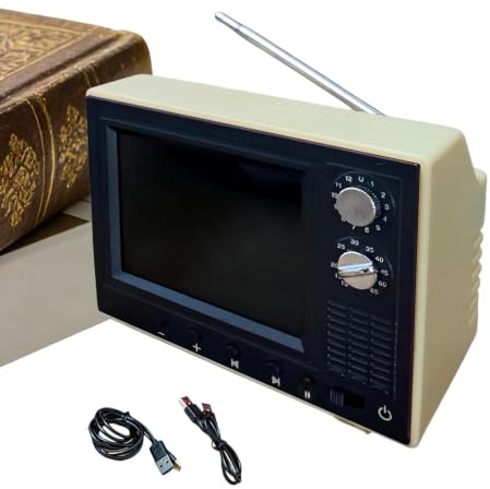 Televisor Retro Pantalla 720p Compacta 8 GB De Memoria Decoración Hogar | TV Pequeña Escenas Miniatura Decoración Para Hogar Dormitorio Oficina Residencia Entrada Estantería Mesa Casa De