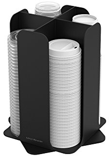 Mind Reader Lid Carousel, Countertop Org Coffee Bar, Beverage Cup Holder, Plastic, 7.75 x 12 x 7.75, Black