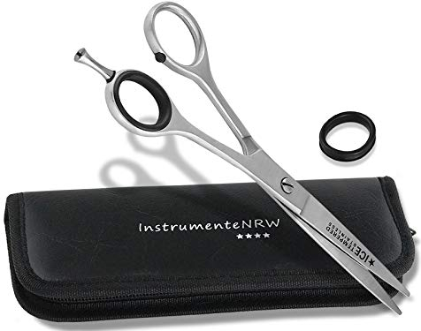Premium Friseurschere Haarschere mit Mikroverzahnung InstrumenteNRW oder Solingen mit Aufbewahrungs-Etui (Nr.8 = 7 Zoll 2 x Mikroverzahnt)