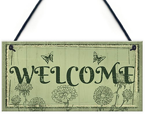XLD Store Placa para decoración del hogar con Texto en inglés Welcome Sign Front Door Shed Garden