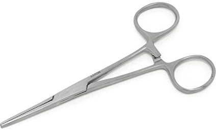 Pinza KOCHER Recta S/D AARON® | 14cm. Fabricada en acero inoxidable y empaquetada individualmente en estuche blister. (14cm)
