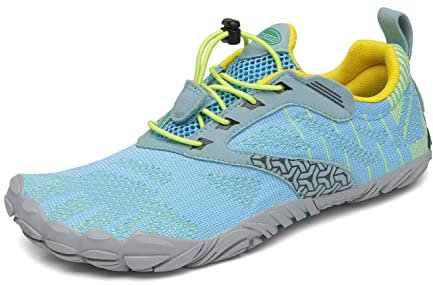 SAGUARO Barfußschuhe Herren Damen Barfussschuhe Traillaufschuhe Zehen Training Fitnessschuhe Outdoor Barfuss Wanderschuhe Atmungsaktiv Schnell Trocknend Badeschuhe, Himmelblau, 39 EU