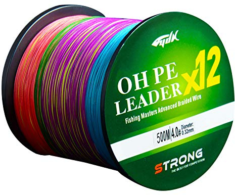 LPATTERN Angelschnur- 500M 12-Fach PE Angeln Geflochtene Schnüre, 500M-Bunt, 2.0#/0.23mm/19.4kg