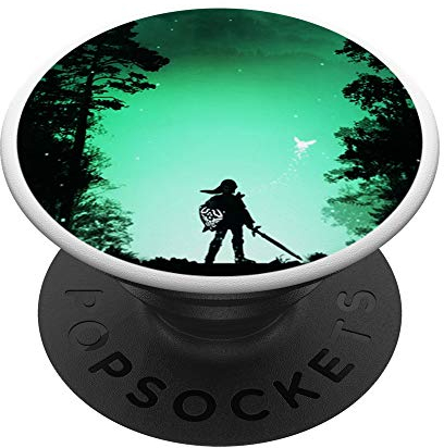 Kriegerin Grün Schwarz Schwert Schild Fantasie Held Champion PopSockets PopGrip: Ausziehbarer Sockel und Griff für Handys/Tablets mit Tauschbarem Top PopSockets Klebender PopGrip