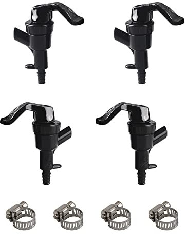 PERA Lot de 4 robinets en plastique noir pour distributeur de bière, robinet de pique-nique, pompe de fête, fût à levier