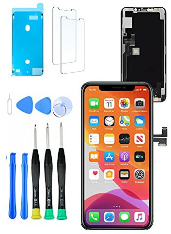 pantalla para iPhone 11 PRO MAX (6.46 pulgadas), pantalla táctil LCD digitalizador Asamblea, con marco adhesivo impermeable, kits de herramientas de reparación y protector de vidrio templado
