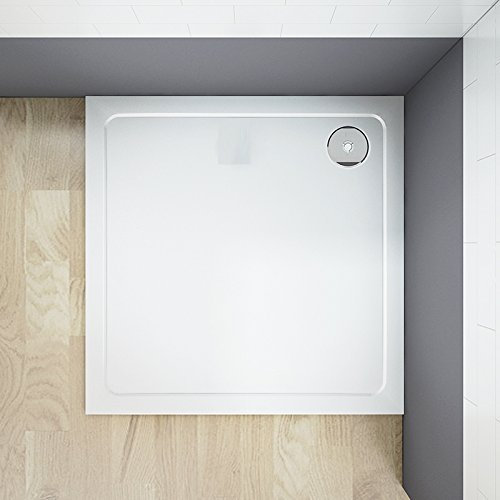 Acezanble New 760x760x30mm Slimline Square Shower Enclosure Stone Tray Free Waste