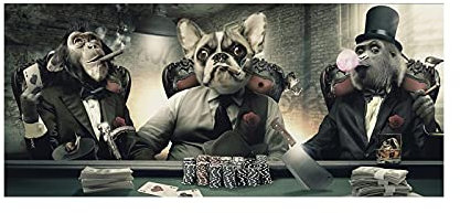 XIANGPEIFBH Art animalier abstrait peinture fumer singe et chien toile peinture impression affiches et impressions décor à la maison peinture 60x120cm (24''x47'') cadre intérieur