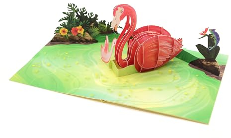 Flamingo 3D-Pop-Up-Karte, Thinking of You Karte, handgefertigte Grußkarte, Geschenk für Mutter, Freundin, Oma, Dankeskarte, Geburtstagskarte, Muttertagskarten