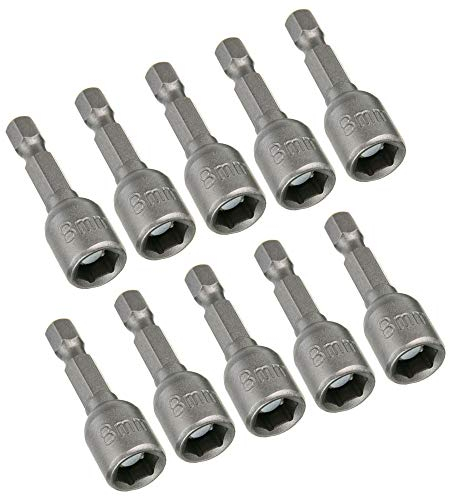 Saipor 10 Stück 8 mm Magnetische Steckschlüssel Satz Stecknuss Nuss 1/4 Zoll Hex Bohrer Stecknuss Bit Adapter Metrische Innensechskant für Bohrer oder Akkuschrauber (Chrom Vanadium Stahl)
