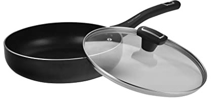 Royal Cuisine Non-Stick Deep Aluminium Frying pan with lid Saute' Pans with Heat Resistant Handle Egg Omelette Cooking Pan for Induction Hob (28)