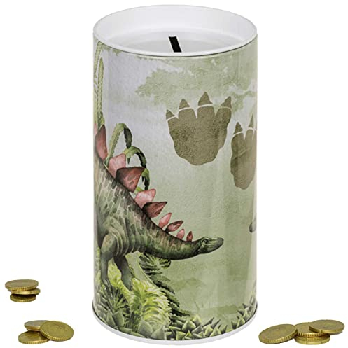 mtb more energy Spardose ''Dino World'' - Stegosaurus - Dinosaurier Sparbüchse aus Metall - Höhe 16 cm - Figur Deko Sparschwein Geschenk