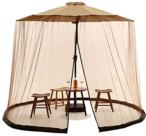 HOMDECR Verstellbares Moskitonetz Für Sonnenschirme Pavillon, Insektenschutz Mit, Befüllbare Basis, Fliegengitter Mückennetz (380 * 240CM,B)